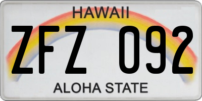 HI license plate ZFZ092