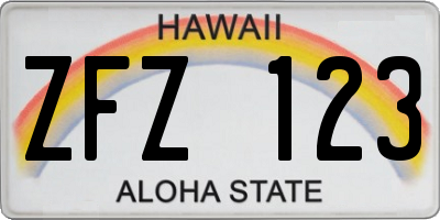 HI license plate ZFZ123