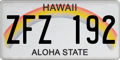 HI license plate ZFZ192