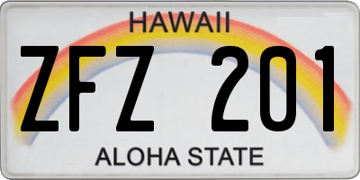 HI license plate ZFZ201