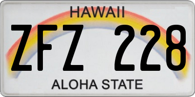 HI license plate ZFZ228