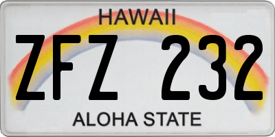 HI license plate ZFZ232