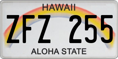 HI license plate ZFZ255