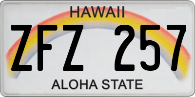 HI license plate ZFZ257