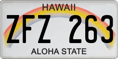 HI license plate ZFZ263
