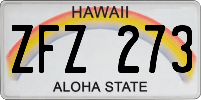 HI license plate ZFZ273