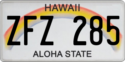HI license plate ZFZ285