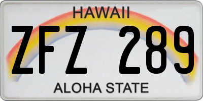HI license plate ZFZ289