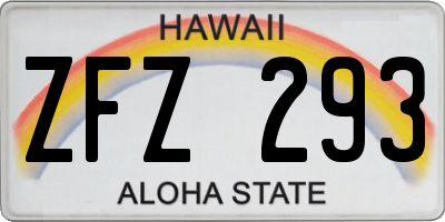 HI license plate ZFZ293