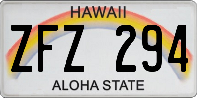 HI license plate ZFZ294