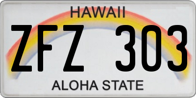 HI license plate ZFZ303