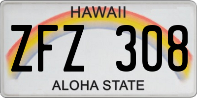 HI license plate ZFZ308