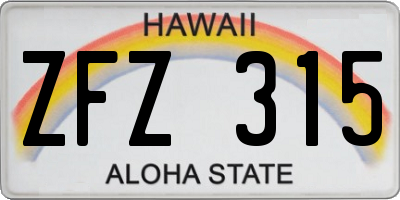 HI license plate ZFZ315