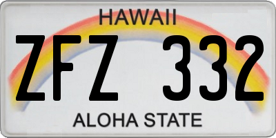 HI license plate ZFZ332