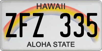 HI license plate ZFZ335