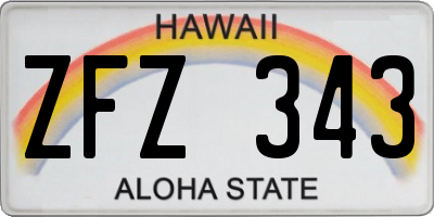 HI license plate ZFZ343