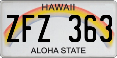 HI license plate ZFZ363
