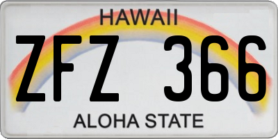 HI license plate ZFZ366