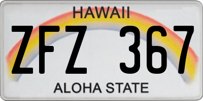 HI license plate ZFZ367