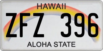 HI license plate ZFZ396