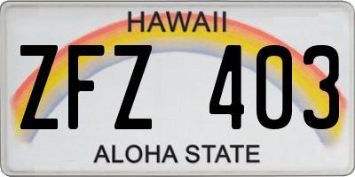 HI license plate ZFZ403