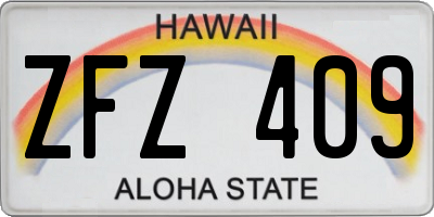 HI license plate ZFZ409