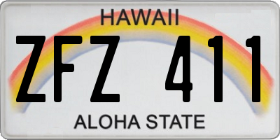 HI license plate ZFZ411