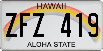 HI license plate ZFZ419