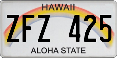 HI license plate ZFZ425