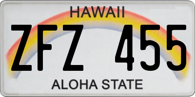 HI license plate ZFZ455