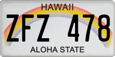 HI license plate ZFZ478