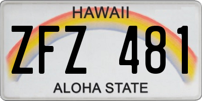 HI license plate ZFZ481