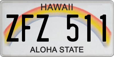 HI license plate ZFZ511