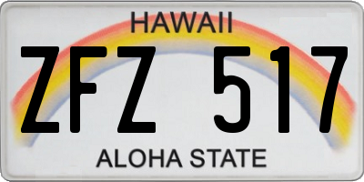 HI license plate ZFZ517
