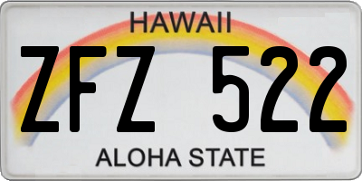 HI license plate ZFZ522