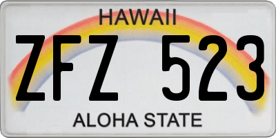 HI license plate ZFZ523