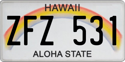 HI license plate ZFZ531