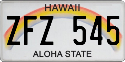 HI license plate ZFZ545