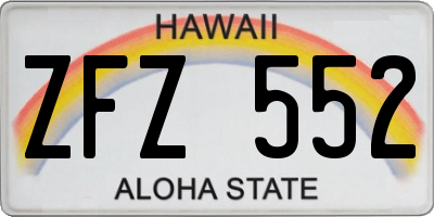 HI license plate ZFZ552
