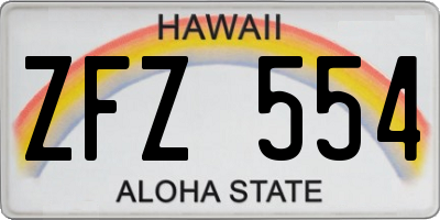HI license plate ZFZ554
