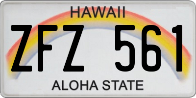 HI license plate ZFZ561