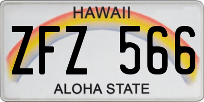 HI license plate ZFZ566