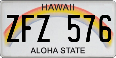 HI license plate ZFZ576