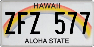 HI license plate ZFZ577