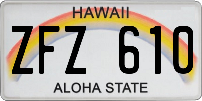 HI license plate ZFZ610