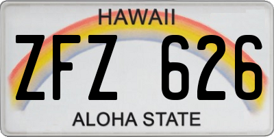 HI license plate ZFZ626