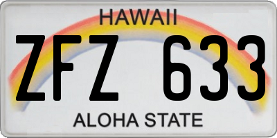 HI license plate ZFZ633