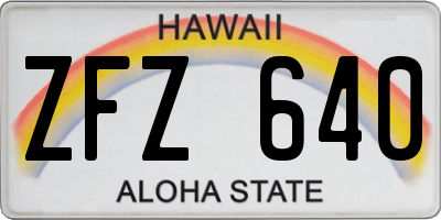 HI license plate ZFZ640