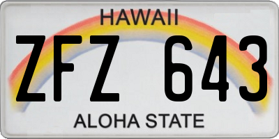 HI license plate ZFZ643