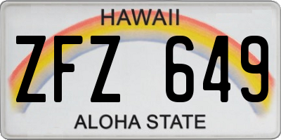 HI license plate ZFZ649